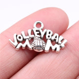 WYSIWYG 10pcs 23x13mm Volleyball Mom Charms Antique Silver Color Pendant Charms For Jewelry Making Jewelry Findings