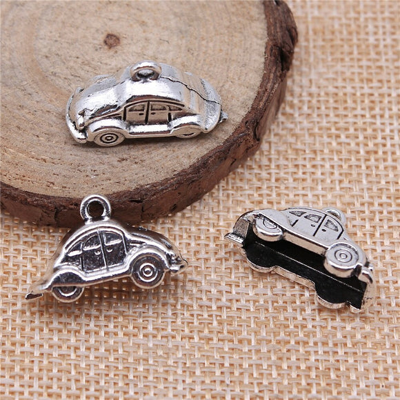 WYSIWYG 10pcs 23x15mm 2 Colors Antique Silver Color Antique Bronze Plated 3D Car Pendant Car Charm Pendants Vintage Car Pendant