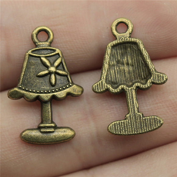 WYSIWYG 10pcs 23x15mm Table Lamp Charms For Jewelry Making Antique Bronze Color Charms Pendants Jewelry Accessories