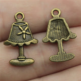 WYSIWYG 10pcs 23x15mm Table Lamp Charms For Jewelry Making Antique Bronze Color Charms Pendants Jewelry Accessories
