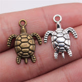 WYSIWYG 10pcs 23x17mm 2 Colors Antique Silver Color Antique Bronze Pendant Turtle Pendants Tortoise Charm Turtle