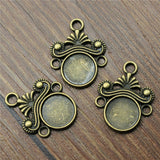 WYSIWYG 10pcs 23x18mm Charm Earring Connector One Sided Fit 10mm Cabochon Earring Connector Earring Connector