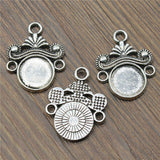 WYSIWYG 10pcs 23x18mm Charm Earring Connector One Sided Fit 10mm Cabochon Earring Connector Earring Connector