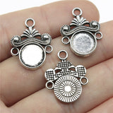 WYSIWYG 10pcs 23x18mm Charm Earring Connector One Sided Fit 10mm Cabochon Earring Connector Earring Connector