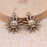 WYSIWYG 10pcs 23x19mm Antique Bronze Color Smiley Sun Charms For Jewelry Making