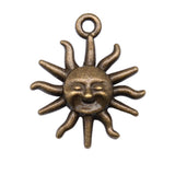 WYSIWYG 10pcs 23x19mm Antique Bronze Color Smiley Sun Charms For Jewelry Making