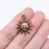 WYSIWYG 10pcs 23x19mm Antique Bronze Color Smiley Sun Charms For Jewelry Making