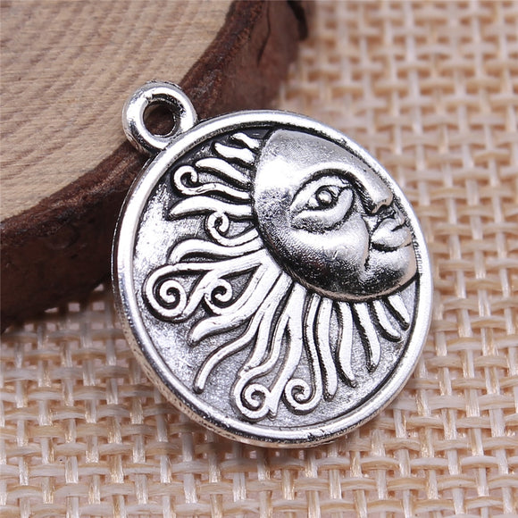 WYSIWYG 10pcs 23x19mm Antique Silver Color Sun Charms Pendant For Jewelry Making DIY Jewelry Findings