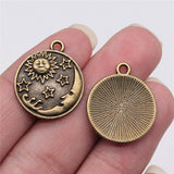 WYSIWYG 10pcs 23x20mm Antique Silver Color Antique Bronze Color Sun Stars Moon Charms For Jewelry Making DIY Jewelry Findings EF3790