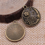 WYSIWYG 10pcs 23x20mm Antique Silver Color Antique Bronze Color Sun Stars Moon Charms For Jewelry Making DIY Jewelry Findings EF3790