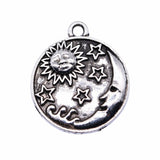 WYSIWYG 10pcs 23x20mm Antique Silver Color Antique Bronze Color Sun Stars Moon Charms For Jewelry Making DIY Jewelry Findings EF3790