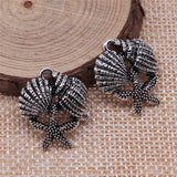 WYSIWYG 10pcs 23x20mm Antique Silver Color Seashells Starfish Conch Charms Pendant For Jewelry Making DIY Jewelry Findings