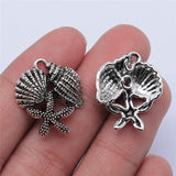 WYSIWYG 10pcs 23x20mm Antique Silver Color Seashells Starfish Conch Charms Pendant For Jewelry Making DIY Jewelry Findings