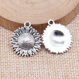 WYSIWYG 10pcs 23x20mm Antique Silver Color Sunflower Charms For Jewelry Making