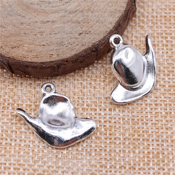 WYSIWYG 10pcs 23x20mm Hat Charms For Jewelry Making DIY Jewelry Findings Antique Silver Color Antique Bronze Color