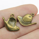 WYSIWYG 10pcs 23x20mm Hat Charms For Jewelry Making DIY Jewelry Findings Antique Silver Color Antique Bronze Color