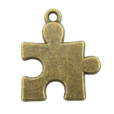 WYSIWYG 10pcs 23x20mm Puzzle Piece Charms For Jewelry Making Antique Bronze Color Charms Pendants Jewelry Accessories