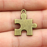 WYSIWYG 10pcs 23x20mm Puzzle Piece Charms For Jewelry Making Antique Bronze Color Charms Pendants Jewelry Accessories