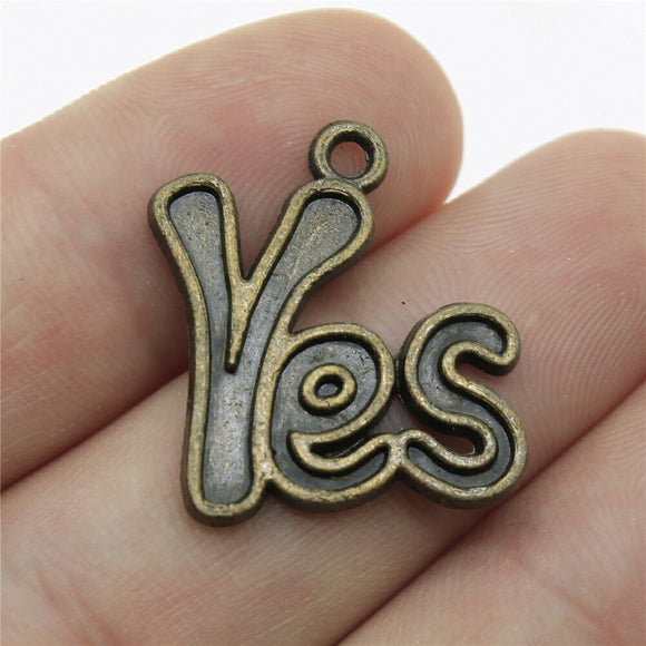 WYSIWYG 10pcs 23x20mm Yes Charms For Jewelry Making Vintage Antique Bronze Color Jewelry Findings