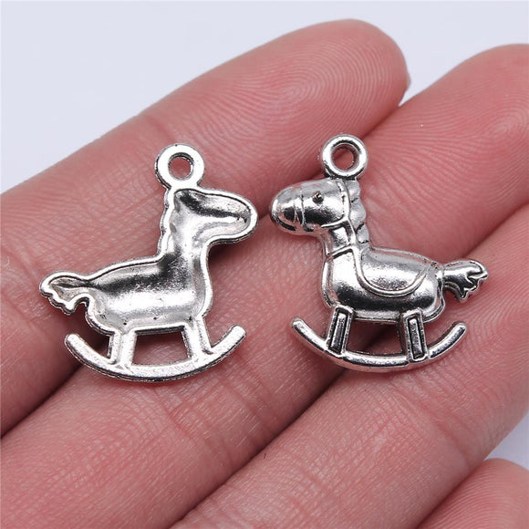 WYSIWYG 10pcs 23x21mm Horse Charms Antique Silver Color Pendant Charms For Jewelry Making Jewelry Accessories