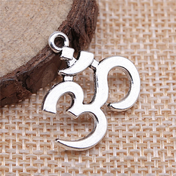 WYSIWYG 10pcs 23x21mm Om Charms DIY Jewelry Findings Antique Silver Color Antique Bronze Color For Jewelry Making