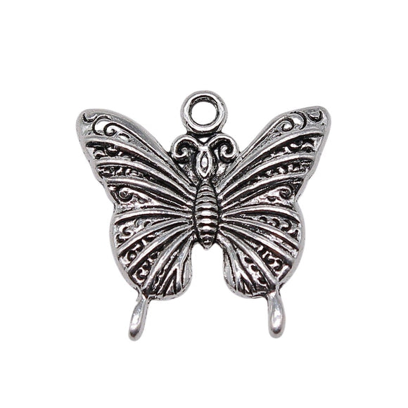 WYSIWYG 10pcs 23x23mm Butterfly Charms Antique Silver Color Pendant Charms Jewelry Findings For Jewelry Making