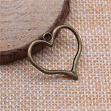 WYSIWYG 10pcs 23x23mm Hollow Heart Charms Hollow Antique Bronze Color Antique Silver Color Hollow Heart Charm EF3799
