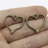 WYSIWYG 10pcs 23x23mm Hollow Heart Charms Hollow Antique Bronze Color Antique Silver Color Hollow Heart Charm EF3799