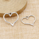 WYSIWYG 10pcs 23x23mm Hollow Heart Charms Hollow Antique Bronze Color Antique Silver Color Hollow Heart Charm EF3799