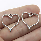 WYSIWYG 10pcs 23x23mm Hollow Heart Charms Hollow Antique Bronze Color Antique Silver Color Hollow Heart Charm EF3799
