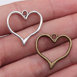 WYSIWYG 10pcs 23x23mm Hollow Heart Charms Hollow Antique Bronze Color Antique Silver Color Hollow Heart Charm EF3799