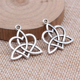 WYSIWYG 10pcs 23x24mm Antique Silver Color Heart Triquetra Knot Charms Pendant For DIY Jewelry Making