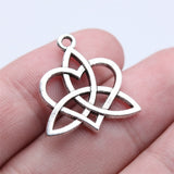 WYSIWYG 10pcs 23x24mm Antique Silver Color Heart Triquetra Knot Charms Pendant For DIY Jewelry Making