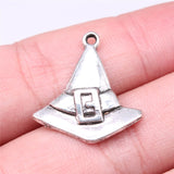 WYSIWYG 10pcs 23x24mm Wizard Hat Charm Pendants For Jewelry Making Antique Silver Color Magic Witch Hat Pendants Charm
