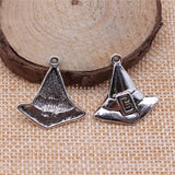 WYSIWYG 10pcs 23x24mm Wizard Hat Charm Pendants For Jewelry Making Antique Silver Color Magic Witch Hat Pendants Charm