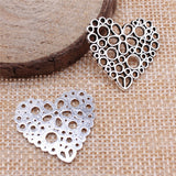 WYSIWYG 10pcs 23x25mm 2 Colors Filigree Flower Heart Charms Hollow Flower Heart Charm Pendant