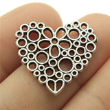 WYSIWYG 10pcs 23x25mm 2 Colors Filigree Flower Heart Charms Hollow Flower Heart Charm Pendant