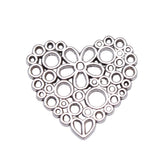 WYSIWYG 10pcs 23x25mm 2 Colors Filigree Flower Heart Charms Hollow Flower Heart Charm Pendant