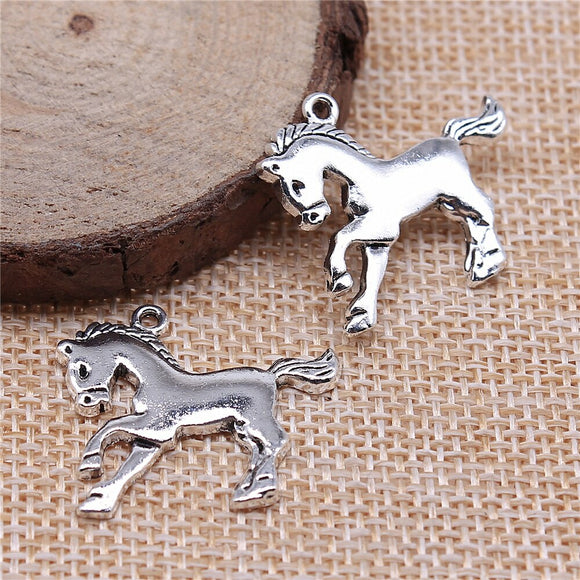 WYSIWYG 10pcs 23x25mm Horse Charms Antique Silver Color Pendant Charms For Jewelry Making Jewelry Accessories