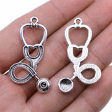 WYSIWYG 10pcs 23x41mm Stethoscope Charms Pendants For Jewelry Making 2 Colors Antique Silver Plated Antique Bronze Plated EF3766