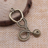 WYSIWYG 10pcs 23x41mm Stethoscope Charms Pendants For Jewelry Making 2 Colors Antique Silver Plated Antique Bronze Plated EF3766