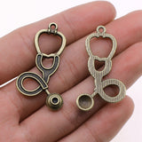 WYSIWYG 10pcs 23x41mm Stethoscope Charms Pendants For Jewelry Making 2 Colors Antique Silver Plated Antique Bronze Plated EF3766