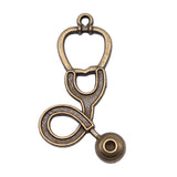 WYSIWYG 10pcs 23x41mm Stethoscope Charms Pendants For Jewelry Making 2 Colors Antique Silver Plated Antique Bronze Plated EF3766