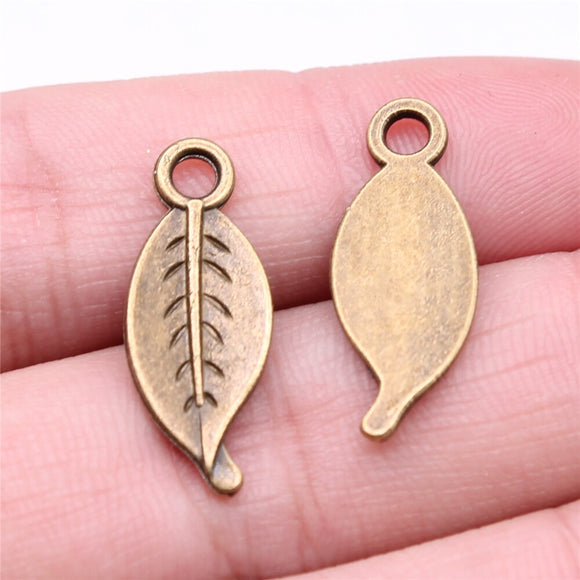 WYSIWYG 10pcs 24x10mm Leaf Charms For Jewelry Making Antique Bronze Color Charms Pendants Jewelry Accessories