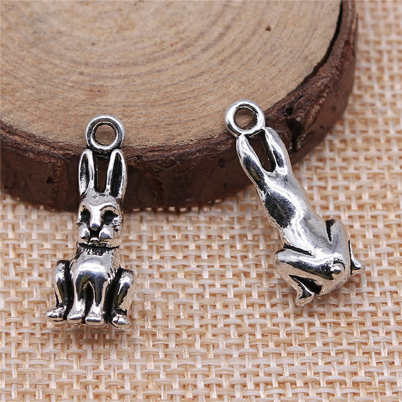 10pcs 24x10x8mm 3D Rabbit Charms For Jewelry Making Antique Silver Color Antique Bronze Color DIY Jewelry Making h1131