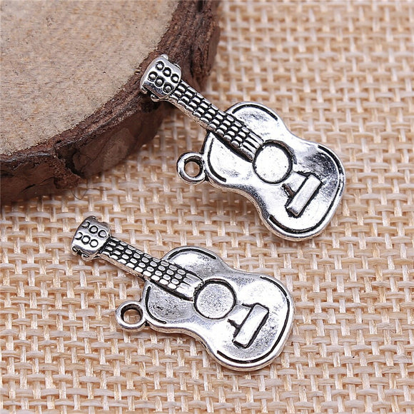 WYSIWYG 10pcs 24x11mm Guitar Charms Antique Silver Color Pendant Charms For Jewelry Making Jewelry Accessories