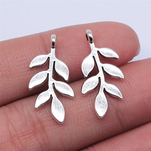 WYSIWYG 10pcs 24x12mm Antique Silver Color Leaves Charms Pendant For Jewelry Making DIY Jewelry Findings
