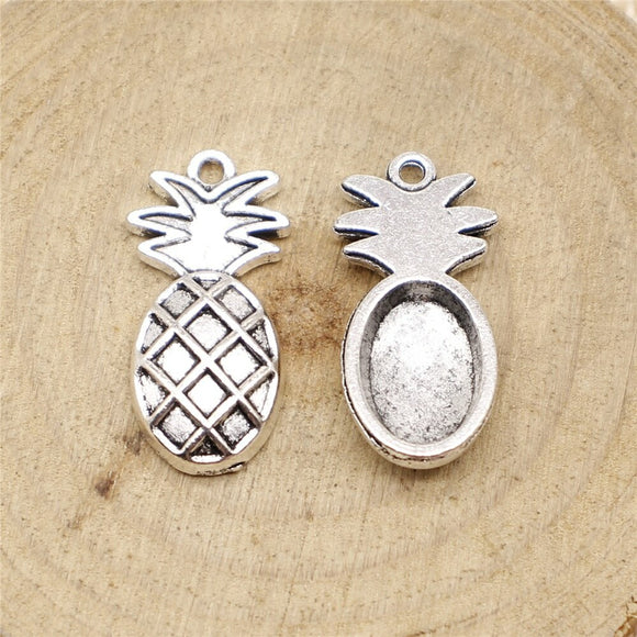 WYSIWYG 10pcs 24x12mm Pineapple Charms Pendants For Jewelry Making Antique Silver Plated Antique Bronze Color Jewelry Findings