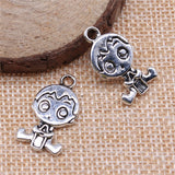 WYSIWYG 10pcs 24x13mm Double Sided Baby Boy Charms For Jewelry Making Antique Silver Color Antique Bronze Color