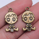 WYSIWYG 10pcs 24x13mm Double Sided Baby Boy Charms For Jewelry Making Antique Silver Color Antique Bronze Color